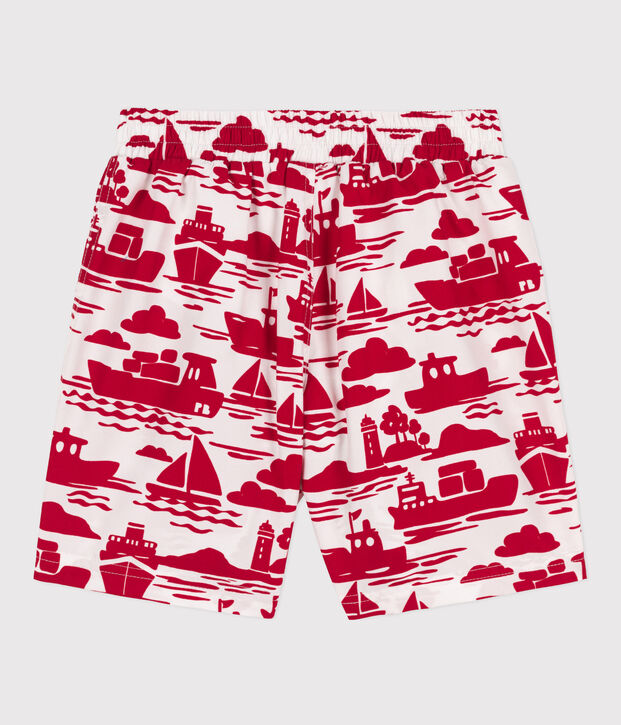 Gemusterte Badeshorts aus recyceltem Material f&uuml;r Jungen naturfarben/rot
