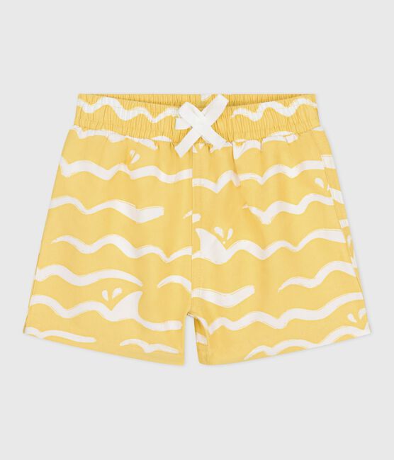 Baby-Badeshorts mit Haimotiven gelb ORGE/weiss MARSHMALLOW