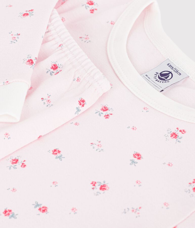 Eng anliegender Kinder-Pyjama aus Baumwolle mit Blumenmotiv rosa BARELY/ MULTICO