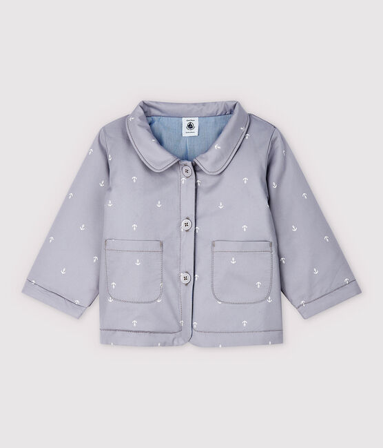 Baby-Festtagsjacke aus Sergestoff für Jungen grau CONCRETE/weiss MARSHMALLOW