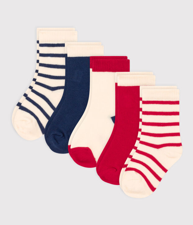 5er-Set gestreifte Babysocken vielfarbig