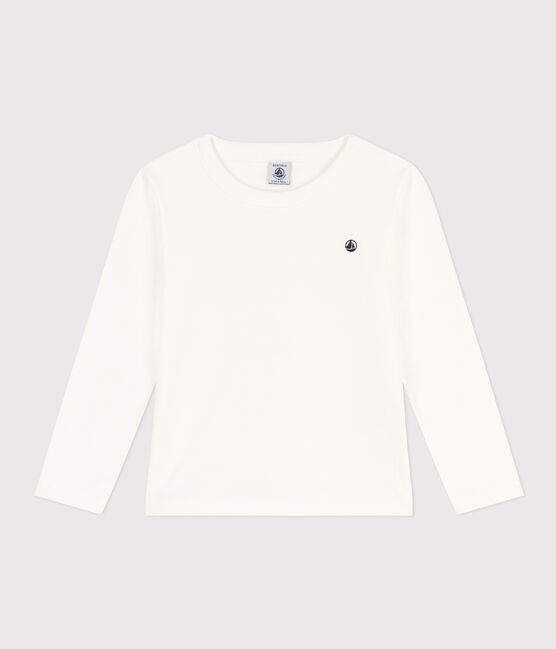 Langärmeliges Kinder-T-Shirt für Jungen weiss MARSHMALLOW