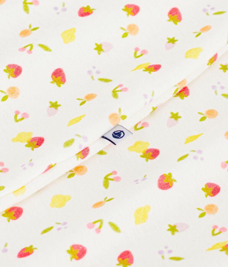 Babyschlafsack aus Baumwolle mit kleinen Fr&uuml;chten TOG-Wert 0,5 weiss MARSHMALLOW/weiss MULTICO