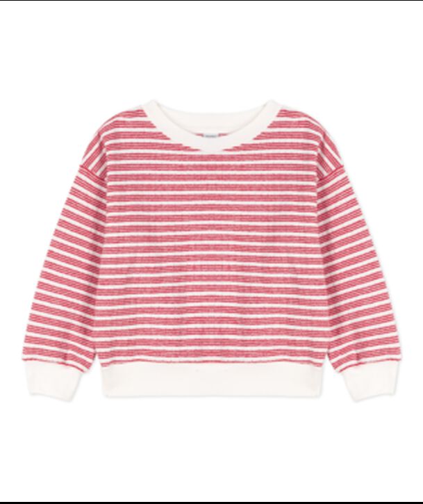 Gestreiftes Kinder-Sweatshirt weiss/rot
