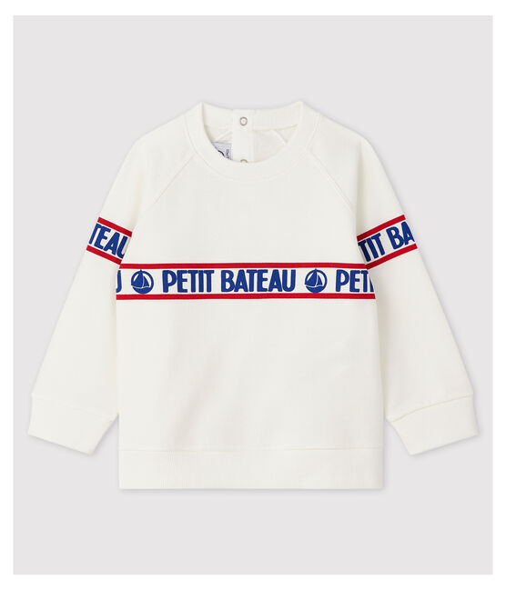 Baby-Sweatshirt aus Molton für Jungen weiss MARSHMALLOW