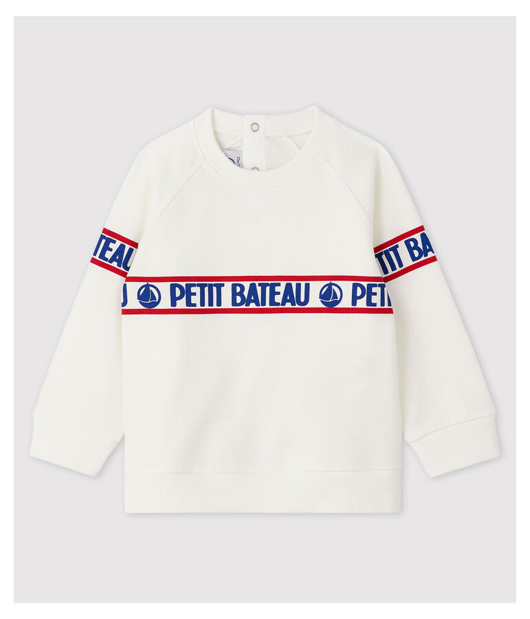 Baby-Sweatshirt aus Molton f&uuml;r Jungen weiss MARSHMALLOW