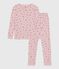 Kinder-Pyjama aus Baumwolle mit eng anliegenden Beinen und Blumenmotiv rosa JOLI/weiss MULTICO