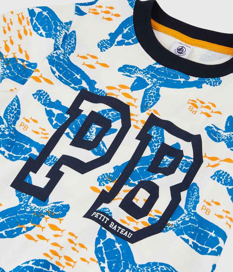 Kurz&auml;rmeliges Kinder-T-Shirt aus Baumwolle f&uuml;r Jungen weiss/vielfarbig