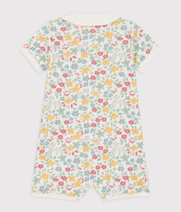 Gebl&uuml;mter Baby-Kurzoverall aus Baumwolle weiss/vielfarbig