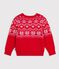 Kinder-Jacquardpullover aus Wolle und Baumwolle rot/vielfarbig