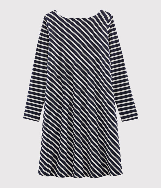 Langärmliges Kleid für Damen blau SMOKING/beige COQUILLE