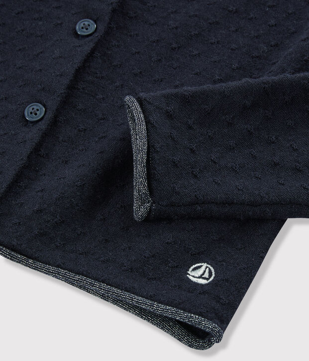 Kinder-Cardigan aus Wolle und Baumwolle f&uuml;r M&auml;dchen blau