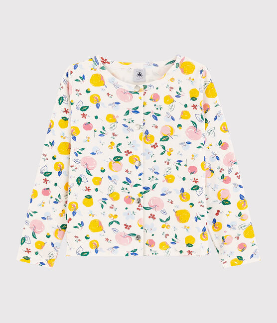 Kinder-Cardigan aus Baumwolle für Mädchen weiss MARSHMALLOW/weiss MULTICO