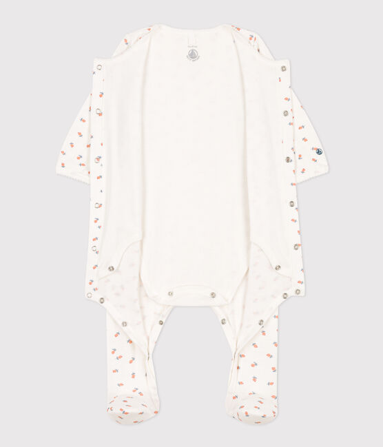 Baby-Bodyjama aus Doppeljersey mit Blumen weiss MARSHMALLOW/weiss MULTICO