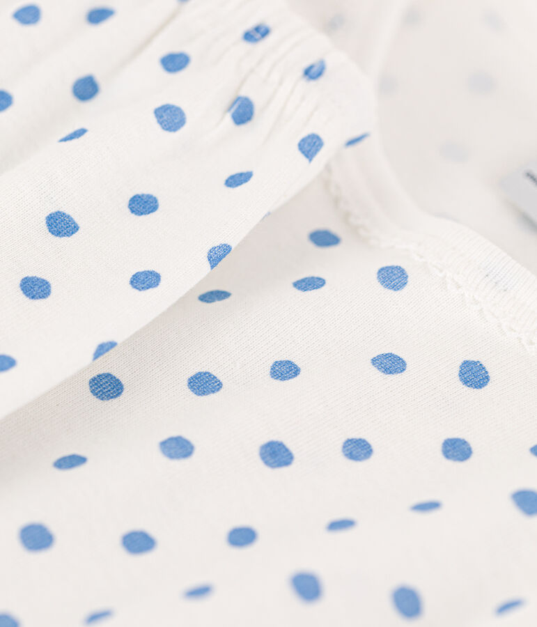 Kinderpyjama aus Baumwolle mit Polka-Dot-Muster f&uuml;r M&auml;dchen weiss/blau