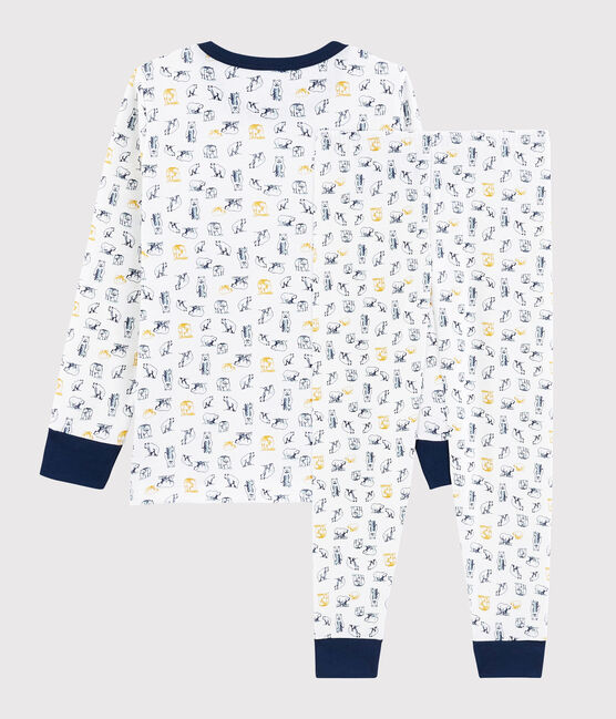 Kinderpyjama mit Eisbärmotiv für Jungen weiss MARSHMALLOW/weiss MULTICO
