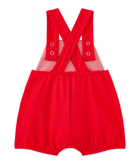 Kurze Baby-Mädchen-Latzhose aus schwerem Jersey rot TERKUIT