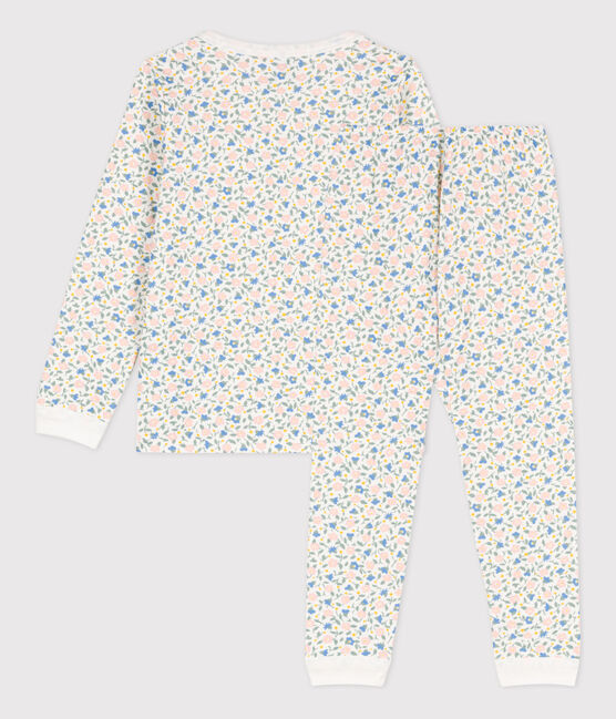 Kinderpyjama aus Doppeljersey für Mädchen weiss MARSHMALLOW/weiss MULTICO