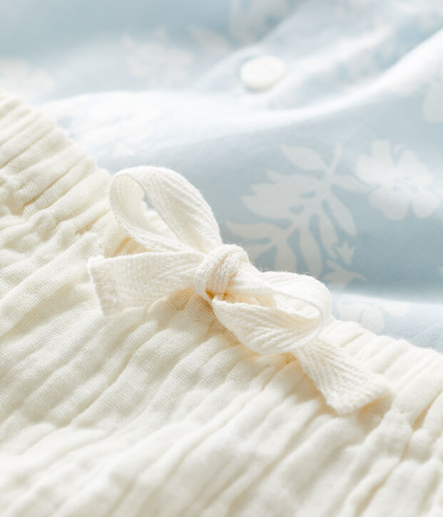 Zweiteiliges Baby-Set aus Bio-Popeline mit Hawaiimuster blau/weiss