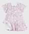 Kurzärmeliges Kinder-Kleid aus bedruckter Baumwolle weiss MARSHMALLOW/weiss MULTICO
