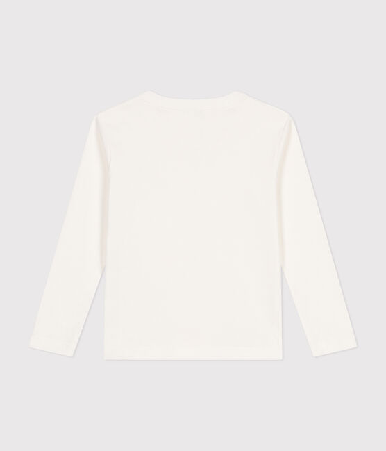 Langärmeliges Kinder-T-Shirt aus Rippstrick für Mädchen und Jungen weiss MARSHMALLOW