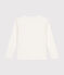 Langärmeliges Kinder-T-Shirt aus Rippstrick für Mädchen und Jungen weiss MARSHMALLOW