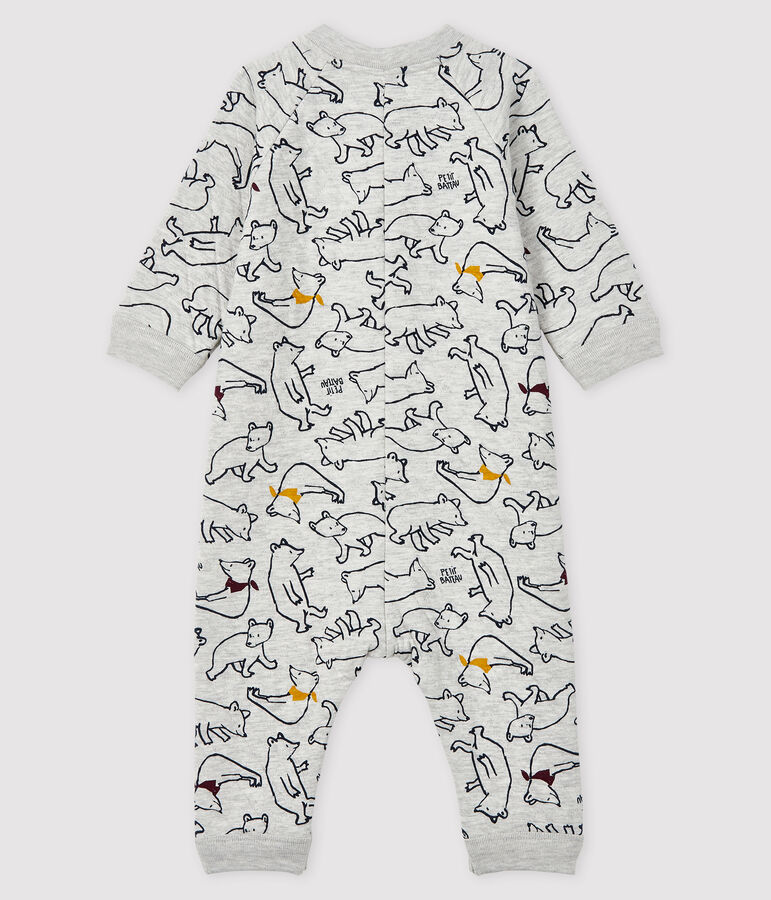 Langer Baby-Overall f&uuml;r Jungen grau BELUGA/weiss MULTICO