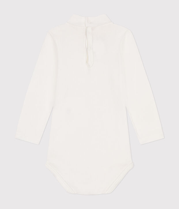 Lang&auml;rmeliger Baby-Body aus Baumwolle mit Rollkragen weiss