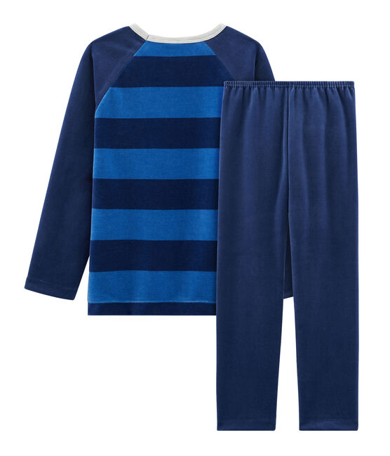 Samt-Pyjama für kleine Jungen blau MEDIEVAL/blau MAJOR