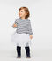 Langärmeliges gestreiftes Babykleid für Mädchen weiss MARSHMALLOW/blau SMOKING