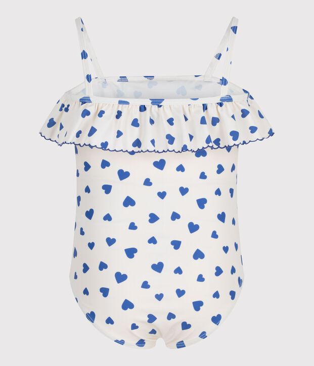 Einteiliger Baby-Badeanzug mit Herzmotiv weiss/blau
