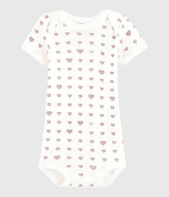 Kurzärmeliger Baby-Body Mädchen/Jungen gelb SUNNY/weiss MARSHMALLOW