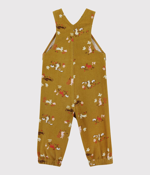 Baby-Latzhose aus Velours. gelb/vielfarbig