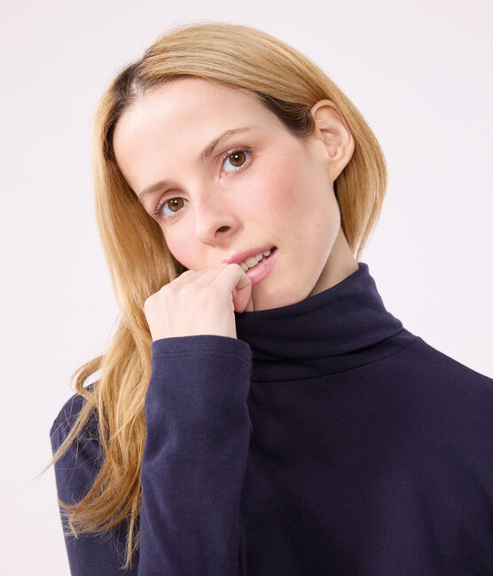 Damen-Rollkragenshirt "L'Iconique" aus Baumwolle blau SMOKING