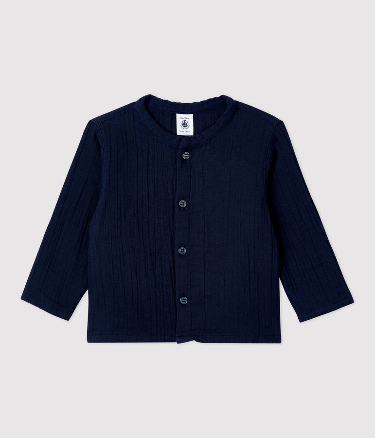 Babyhemd aus Bio-Baumwollgaze. blau