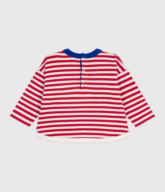 Langärmeliges Baby-T-Shirt aus Baumwolle mit Streifen rot POMPEI/ MILK