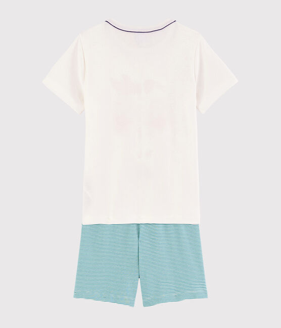 Kinder-Kurzpyjama aus Baumwolle mit Früchtemotiv für Jungen weiss MARSHMALLOW/weiss MULTICO