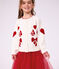 Kinder-Cardigan aus Wolle und Baumwolle mit Muster weiss/rot