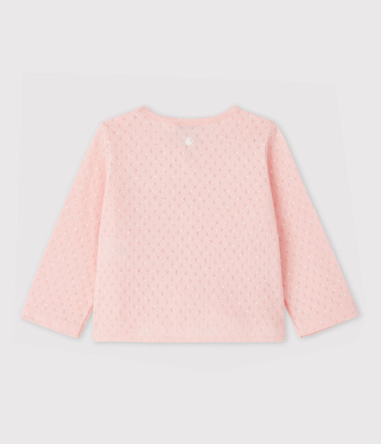 Baby-Cardigan aus Rippstrick für Mädchen rosa MINOIS/weiss ECUME
