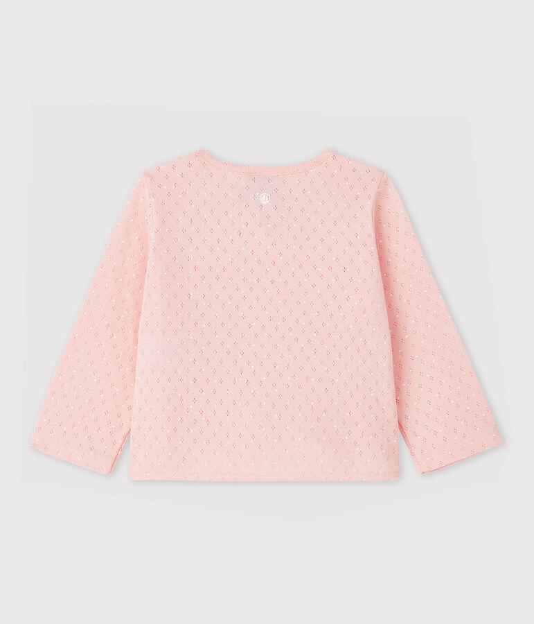 Baby-Cardigan aus Rippstrick f&uuml;r M&auml;dchen rosa/weiss