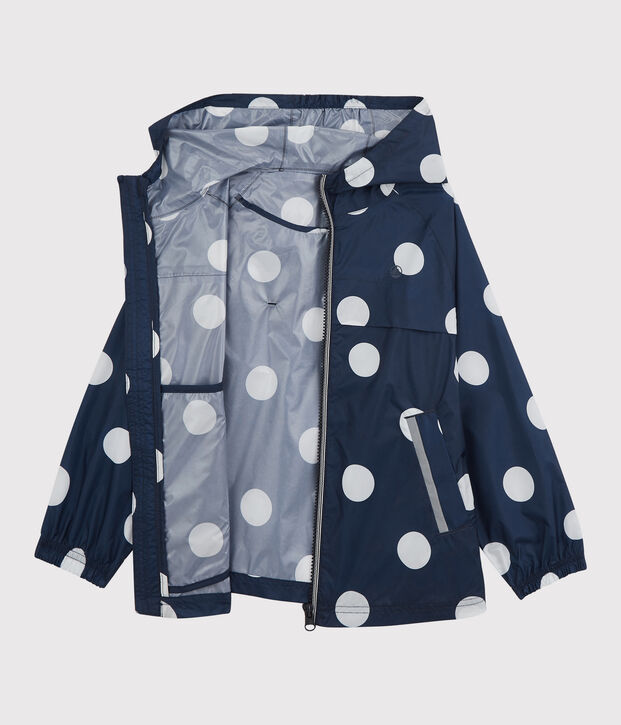 Kinder-Windjacke aus recyceltem Polyester f&uuml;r M&auml;dchen blau/weiss