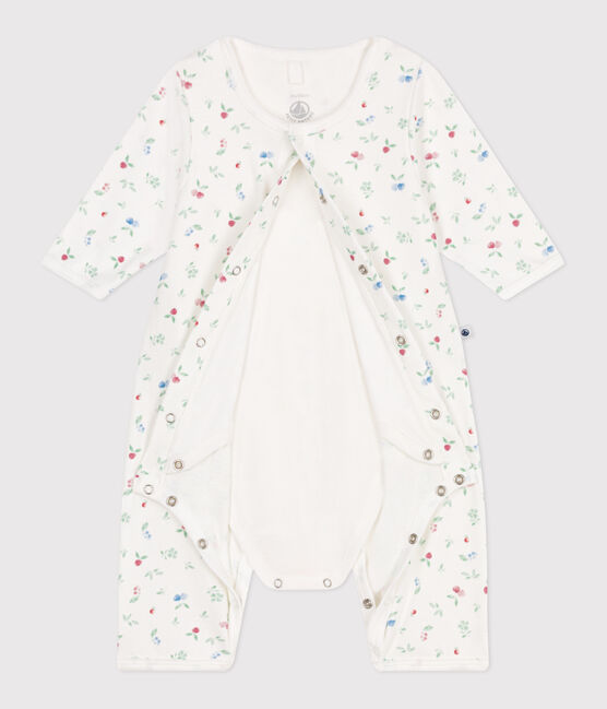 Baby-Bodyjama ohne Füßchen aus Baumwolle mit Frucht-Motiv weiss MARSHMALLOW/weiss MULTICO