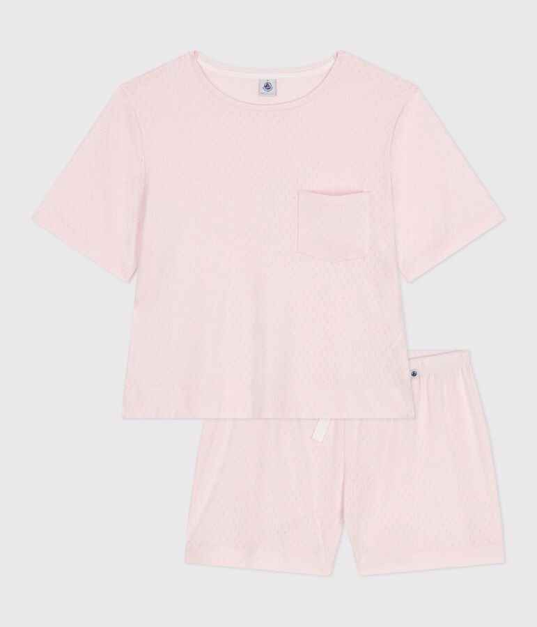 Damen-Kurzpyjama aus Baumwolle rosa