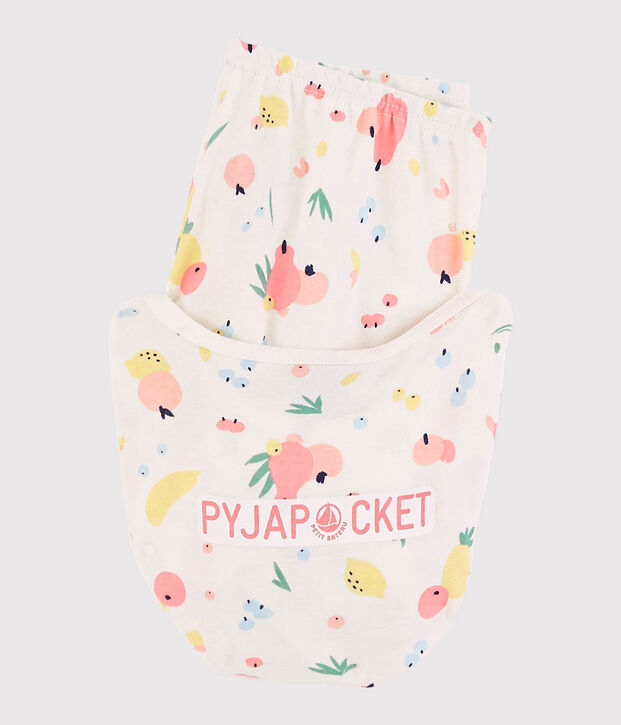 Snugfit-Kurzpyjama aus Bio-Baumwolle mit Obstotiv f&uuml;r M&auml;dchen weiss/vielfarbig