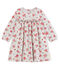 Langärmeliges gemustertes Babykleid für Mädchen grau BELUGA/weiss MULTICO