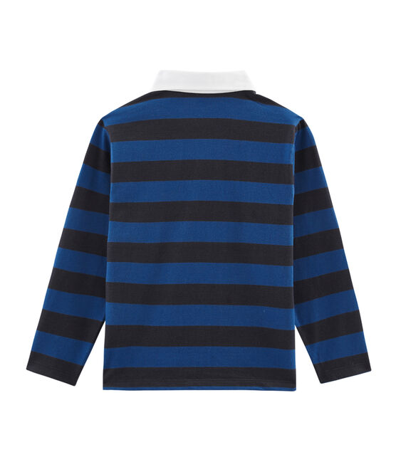 Gestreiftes Rugby-Poloshirt für Jungen blau SMOKING/blau LIMOGES
