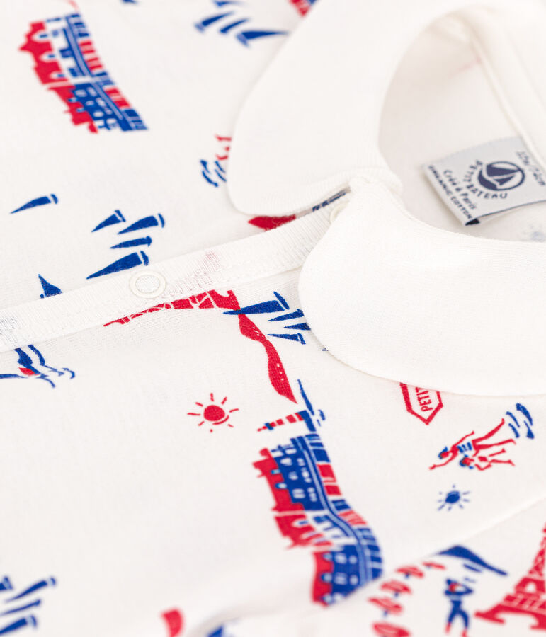 Baby-Kurzoverall Paris aus Baumwolle weiss/vielfarbig