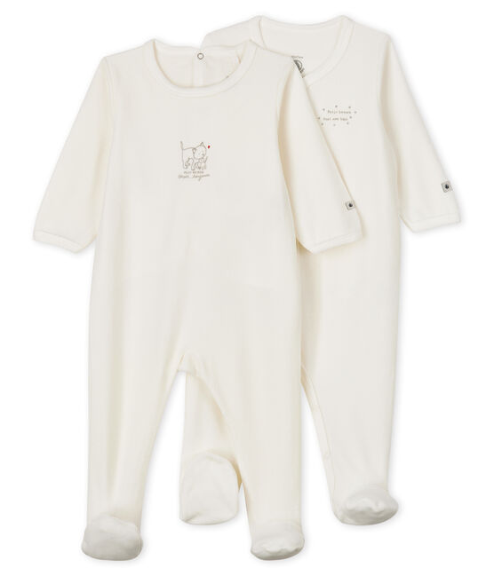 Set mit zwei weißen Baby-Stramplern aus Samt variante 1