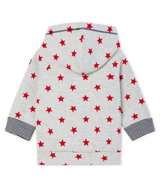 Gemustertes gestricktes Baby-Kapuzensweatshirt für Jungen grau BELUGA/rot TERKUIT CN