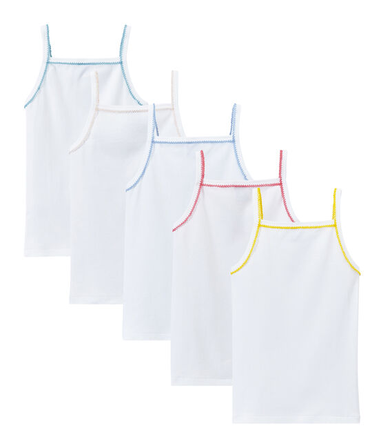 Mädchen-Spaghettiträgertops mit Motiv im 5er-Set weiss LOT